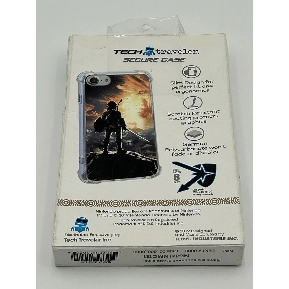 Zelda Breath of the Wild LINK iPhone 8 7 6/6s Secure Case Tech Traveler Clear In